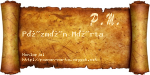 Pázmán Márta névjegykártya