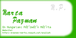 marta pazman business card